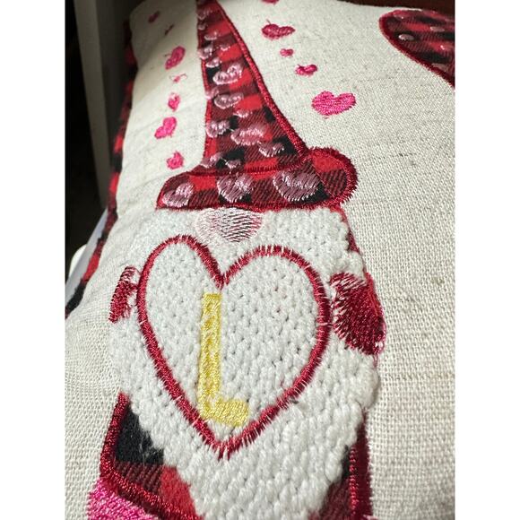 Secret Celebrity Gnome Zipper insert heart Love Pillow Tags 16 x 11 handstitched - Picture 9 of 10